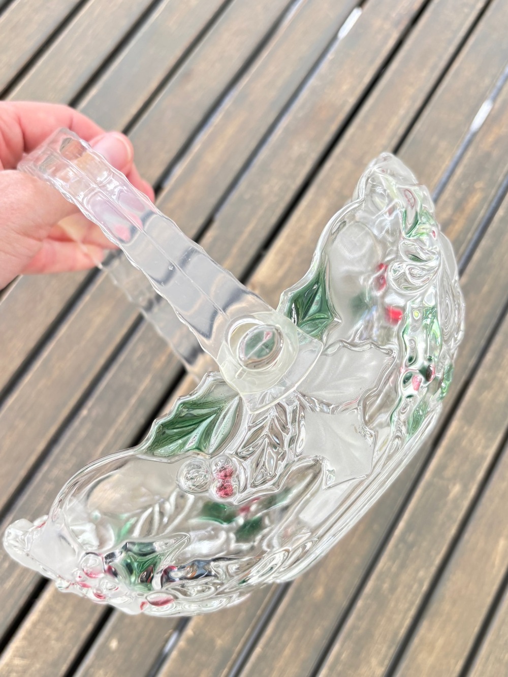 Mikasa Holiday Bloom Glass Basket, Holly Berry Vintage - Picture 14 of 16
